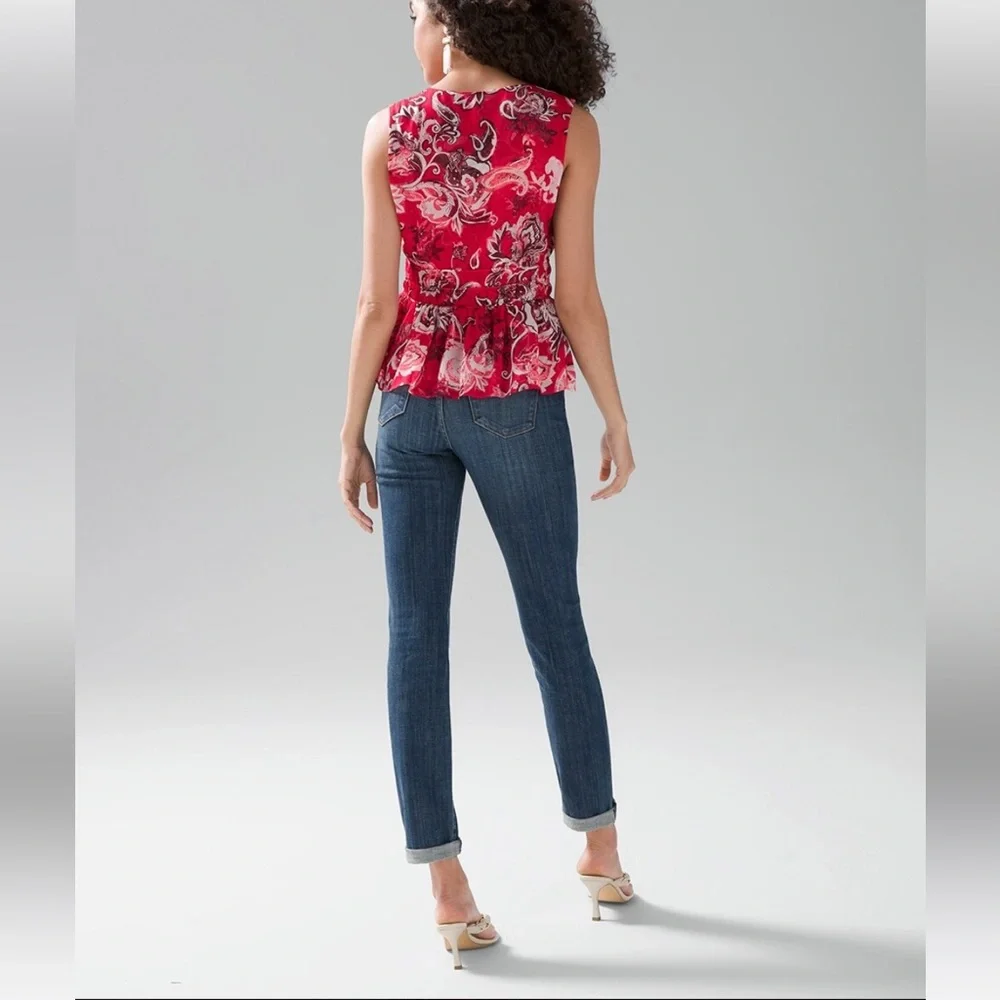 WHBM Sleeveless Romance Print Blouse Size XL - Picture 4 of 6